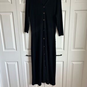 Lane Bryant Black Buttoned Long Sleeve Dress